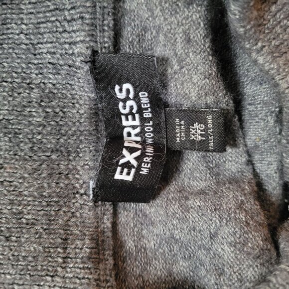 Express Gray Merino Wool Blend Half-Zip Sweater Size XXL - Picture 3 of 4